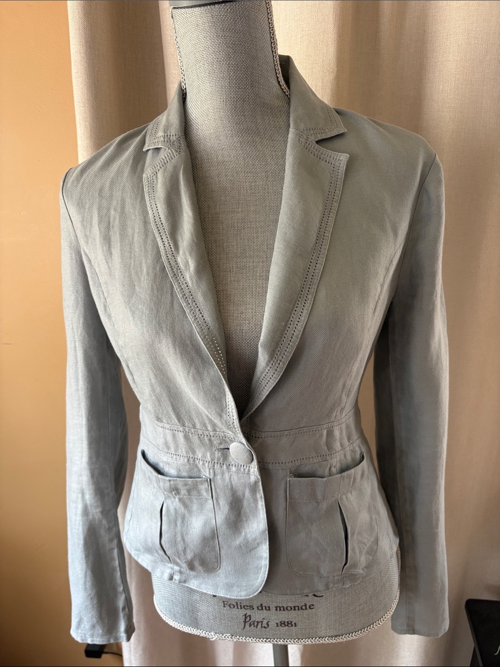Tristan 100% linen Single-Button Blazer Size Petite Small EUC
